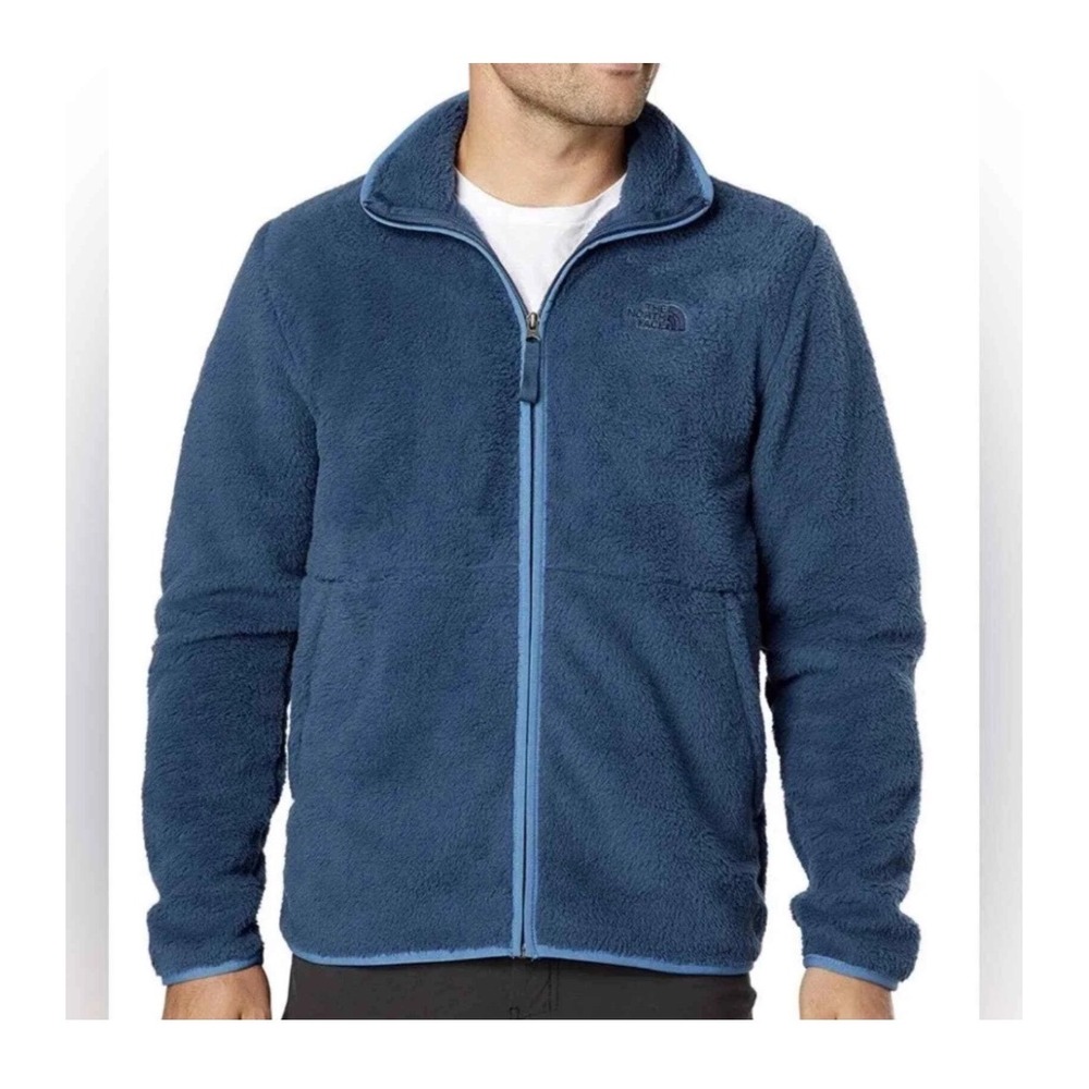 The North Face Dunraven Sherpa Full Zip Fleece Jacket Blue Mens warm cozy large